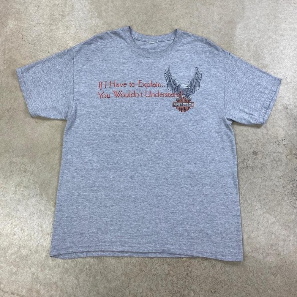 Vintage Harley Davidson Shirt Size XL Gray Myrtle Beach Eagle Biker Motorcycle